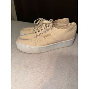 Superga beige platform sneakers size 9